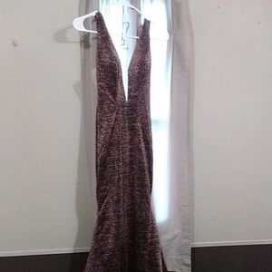 Copper mermaid v neck formal gown